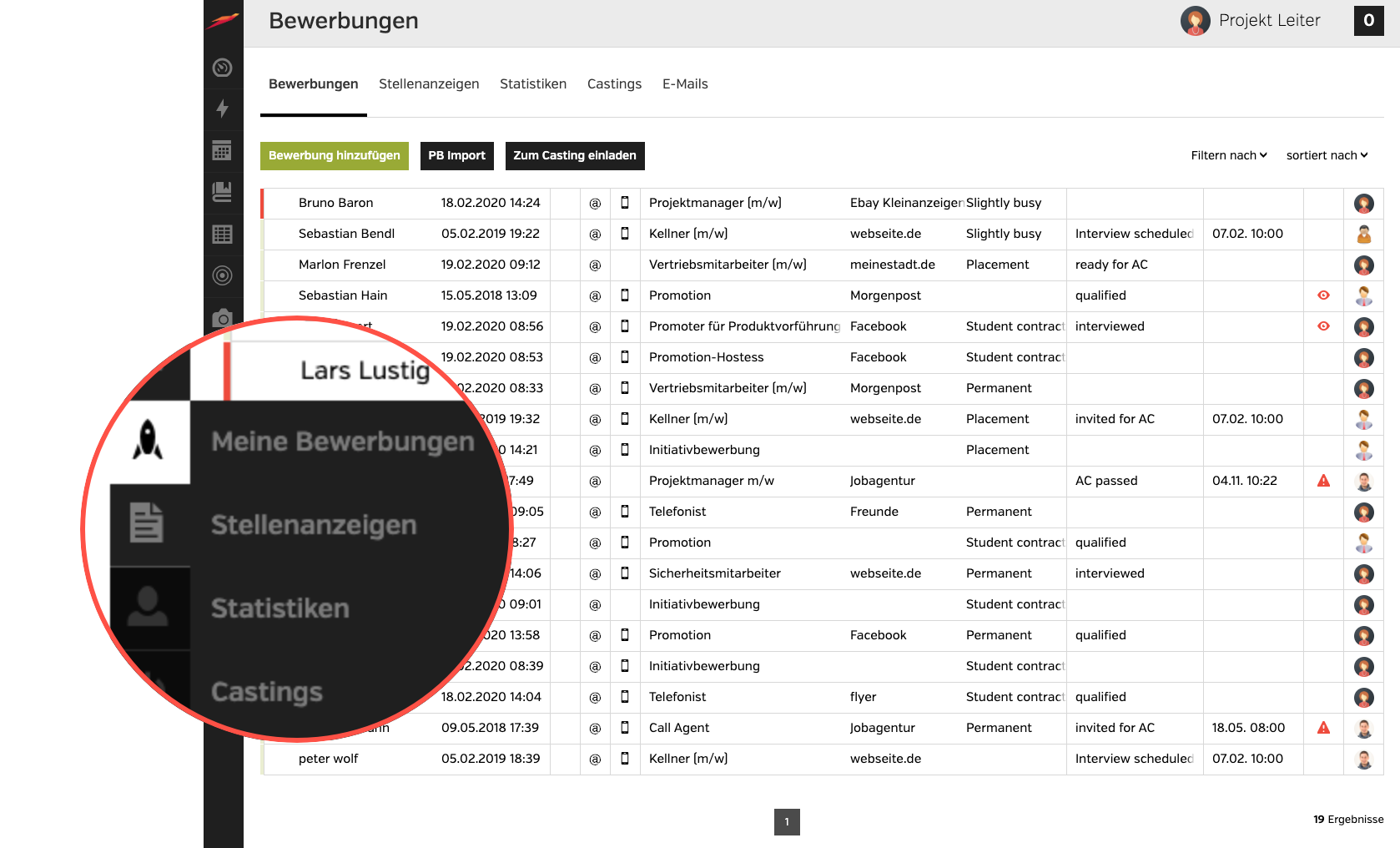 Bewerbungen in Teamhero direkt verwalten