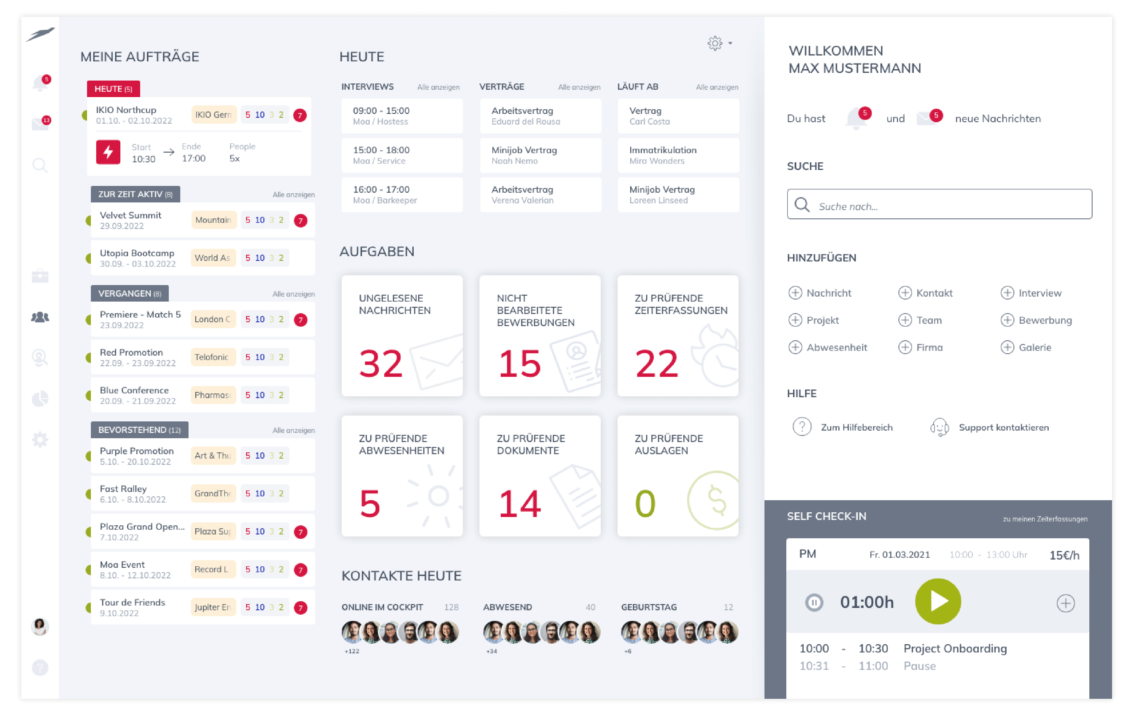 Das Teamhero Dashboard fasst all Ihre Personalaufgaben übersichtlich zusammen. Damit können Sie nichts mehr vergessen.