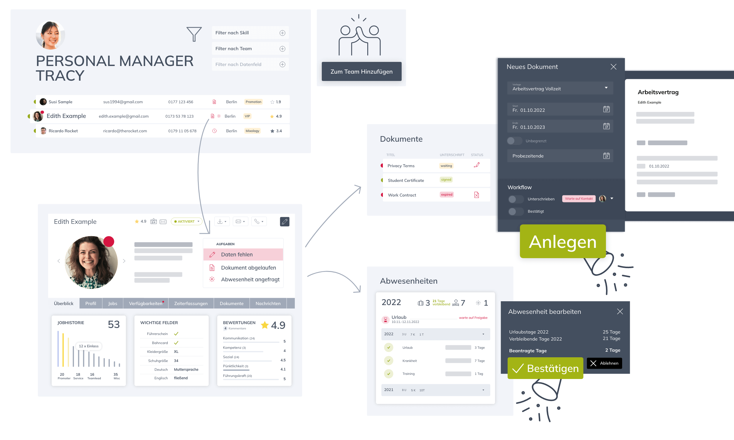 Teamhero Kontakt- und Mitarbeiterverwaltung - Digitale Personalakte