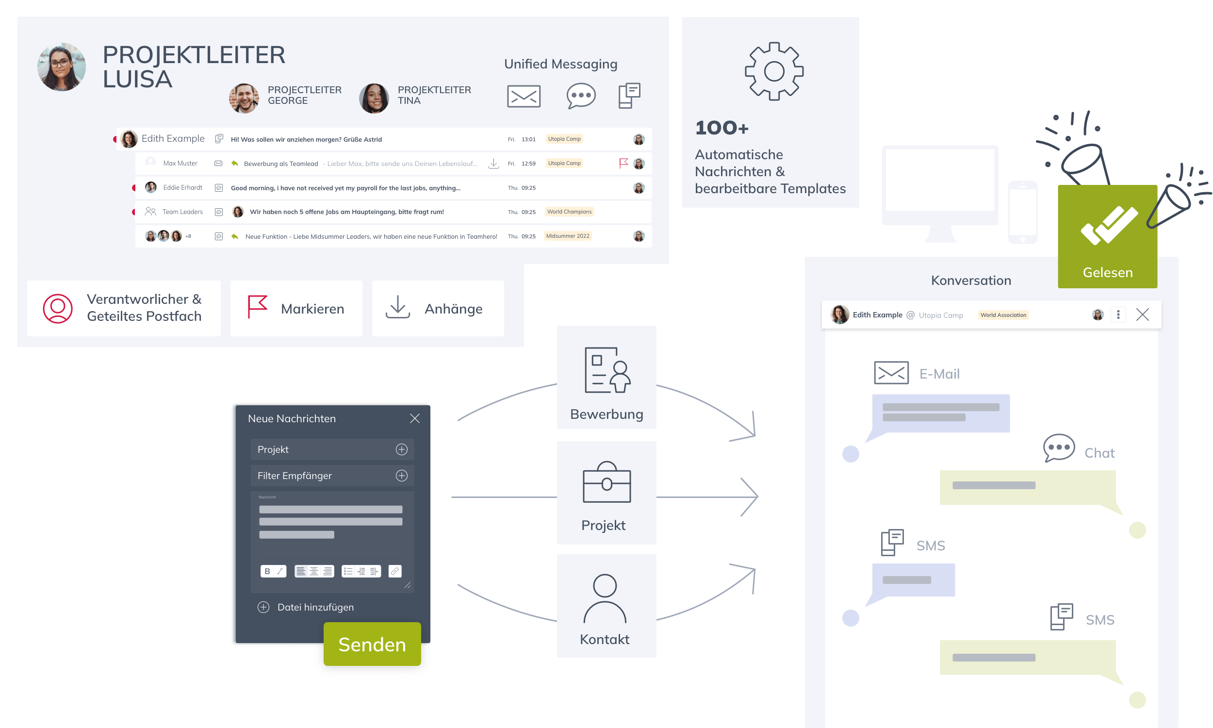 Teamhero Mitarbeiterkommuniktion über mehrere Kanäle hinweg